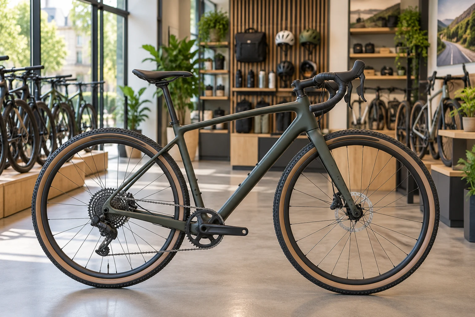 Illustration : sélection de vélos dans un showroom